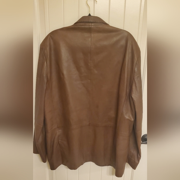 SZ L RICH WHISKEY BROWN GENUINE LEATHER BLAZER JACKET - Picture 4 of 10